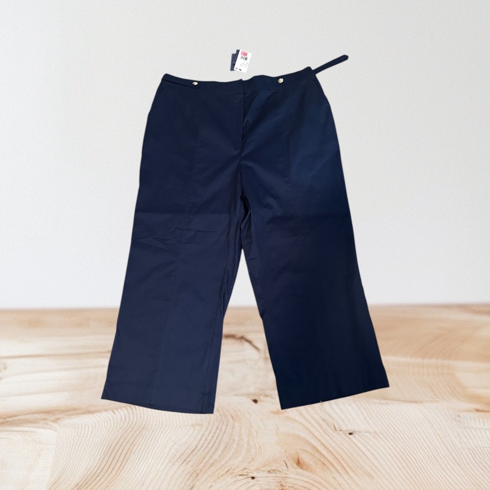 Skies Are Blue Navy Blue Cropped Wide Leg Pants 174470DL‎ Curvy Size 2X NWT